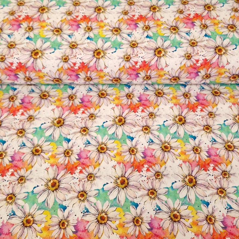 Digital Cotton Print – Colourful Daisy 0.50