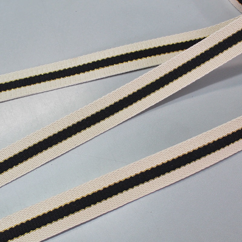 Black and Gold Cotton Webbing – 30mm