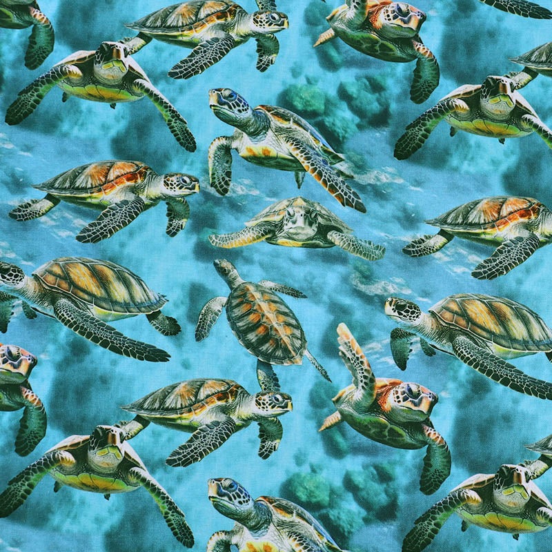 Novelty Printed Cotton – Turtles – Crush