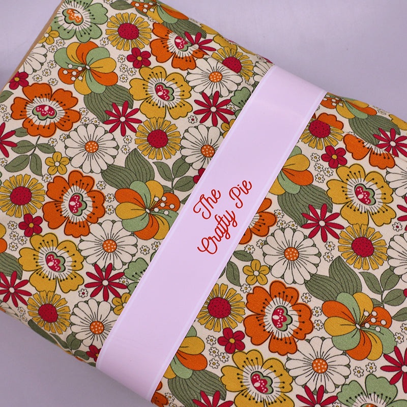 Cotton Elastane Jersey – Crafty Pie – Flower Child – Orange