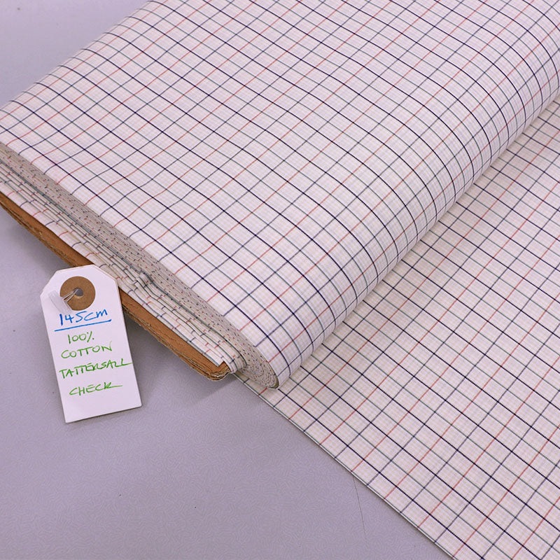 Tattersall Cotton Check – Cream, Orange and Green