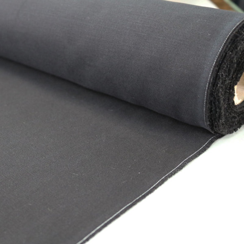 50CM REMNANT Home Furnishing Fabric Brushed Panama Weave – Black