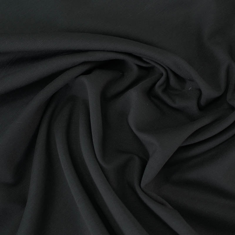 70CM REMNANT Plain Bamboo Elastane Jersey – Darkest Black