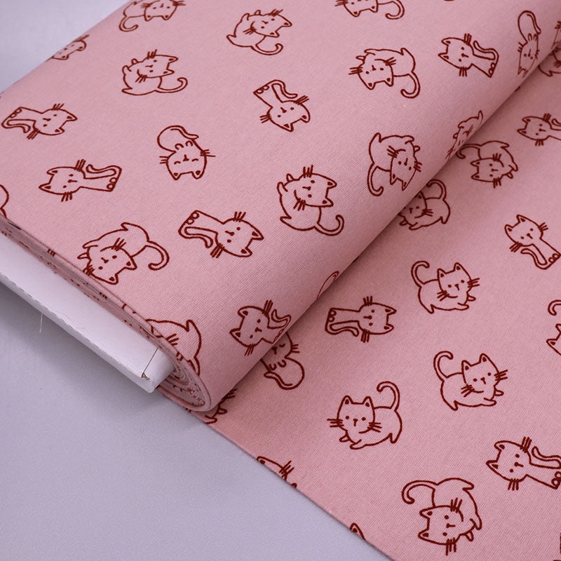 Brushed Cotton – Mild Pink and Burgundy – Anna’s Kitten