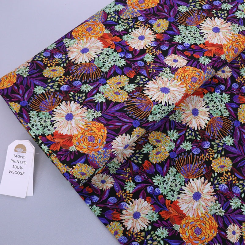 Ecovero Viscose – Purple Floral – Olivia