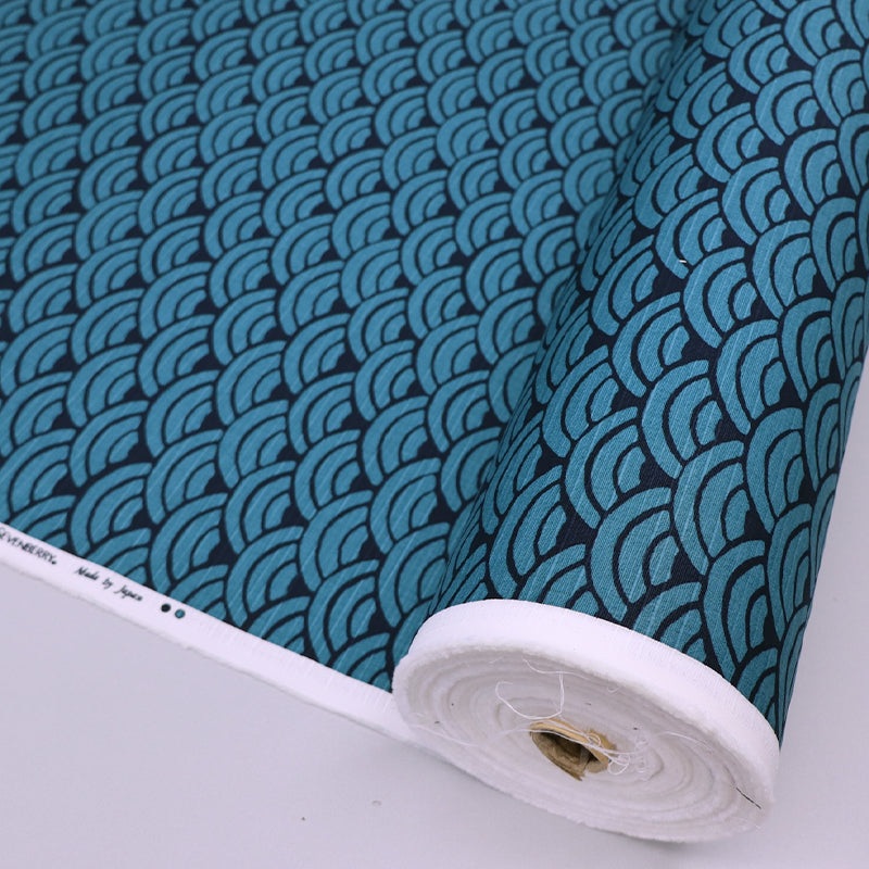 Textured Cotton – Bark Cloth – Petrol and Navy – Rise