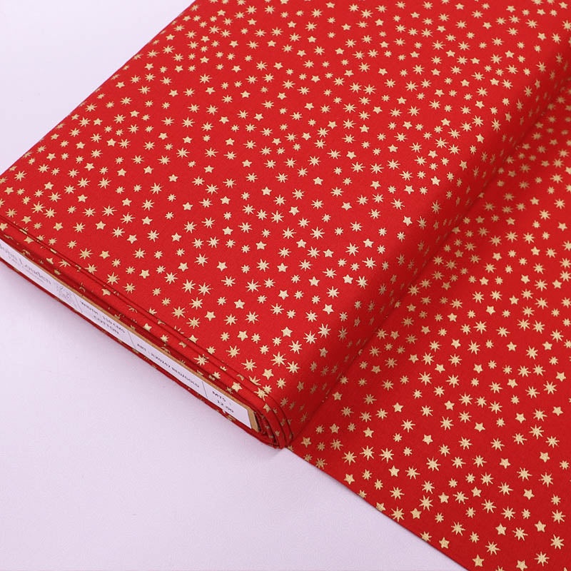 Christmas Stars Cotton – Gold and Red